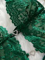 Body de Encaje Verde Esmeralda con Detalles Recortados y Bordes Festoneados – Body Sensual para Mujer, Mezcla Suave de Poliéster, Lavado a Mano, Ropa Romántica |   Diseño Elegante en Encaje con Bordados Festoneados - details 28