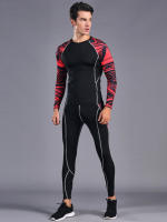 Quick-Drying Men's Sports Suit with Super Elasticity and Long-Sleeved Fitness T-Shirt - details 2