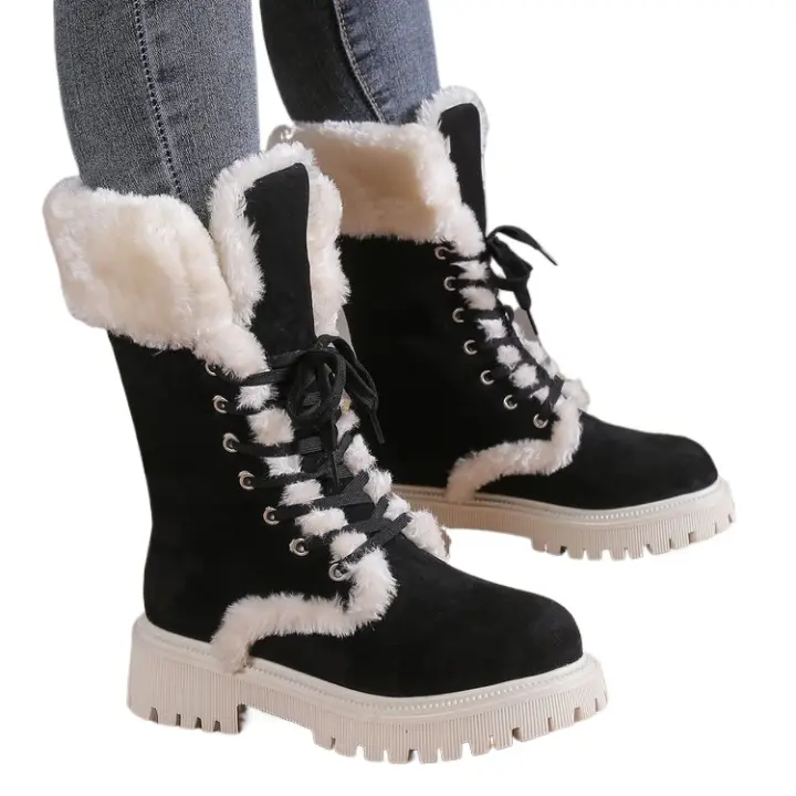 Botas de nieve para mujer, zapatos cálidos informales para exteriores, botas martin - 1