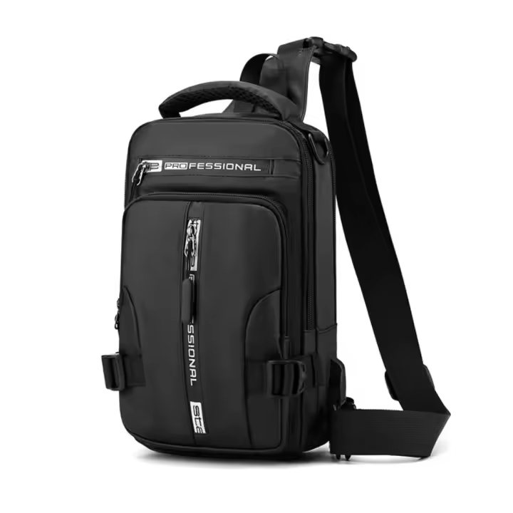 Bolso de pecho con múltiples bolsillos para hombre, bolso de hombro con carga USB, bolso de mensajes deportivo, bolso cruzado multifunción de gran capacidad para correr - 1