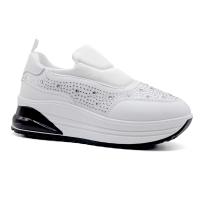 Zapatillas de deporte gruesas con plataforma para mujer Zapatos de papá con tacón de cuña oculto con cordones informales - details 6