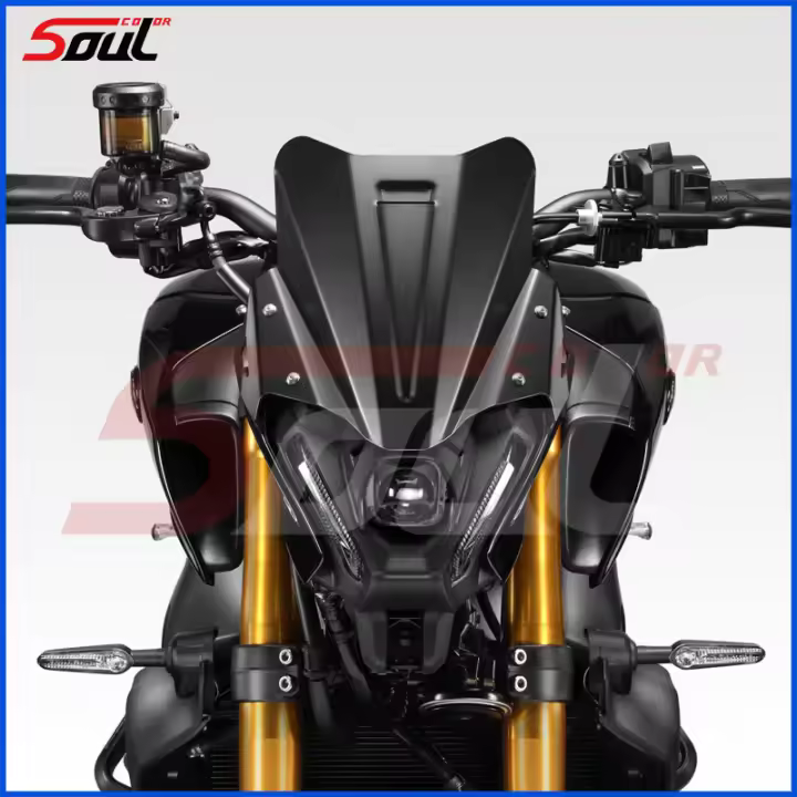 Protectores de Espalda para Motocicleta Visera de Parabrisas Negro Apto para YAMAHA MT-09 21-22 - 1