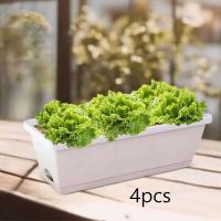 4 Pieces Window Box Planter Rectangular Pots Container Garden Flower Plant Pot for Home Decor Porch Patio Windowsill Yard