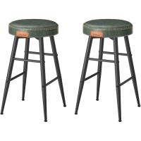 Juego de 2 Taburetes de Bar Taburetes de Cocina, Taburetes de Desayuno, Cuero Sintético con Costuras 76,2 cm de Alto, Silla Comedor, Fácil Montaje, Negro - details 45