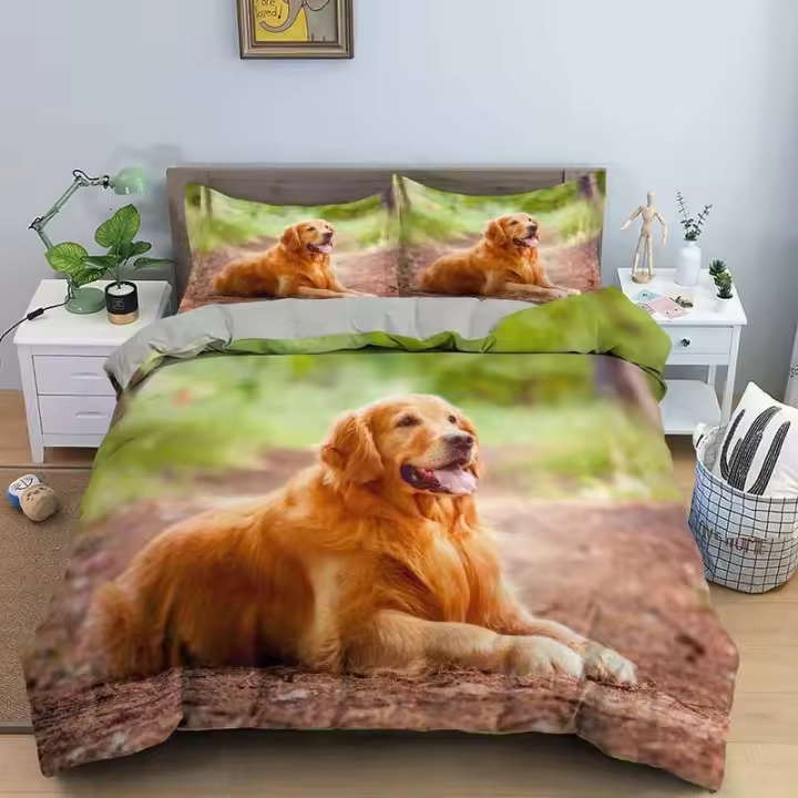 Juego de Cubierta de Edredón de Perro Temático 3D Tamaño Rey Material de Poliéster - 1