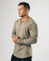 Camisetas deportivas para hombre, camiseta informal de algodón con cuello Henry - details 15