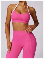 Sujetador Deportivo sin Costuras para Mujeres Encantador y Sexy Halter Bragas de Espalda Liberadas Lencería Sólida Top Femenino Belleza Espalda Inalámbrico Talla Única - details 13