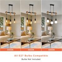 Goeco-Lámpara de Araña Industrial Retro, Lámpara Colgante de Metal Retro de 3 luces con cable base ajustable E27, para comedor - details 3