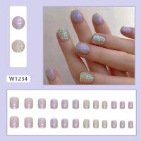 Uñas artificiales de resina para decoración de uñas, brillantes, a presión, hielo, morado, latido del corazón - details 4