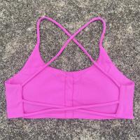 Sujetador deportivo suave para mujer, ropa interior sexy con tirantes finos, espalda cruzada, top hueco, ajustado, gimnasio, yoga, entrenamiento atlético con almohadilla para el pecho - details 5