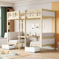 Cama de Alma de Madera 200*90 cm 2 en 1 Cama-Escritorio Autoconstruida, Tres Cajones Grandes - details 2