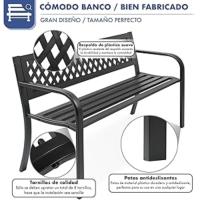 Banco de Jardín Diseño Clásico Patio Terraza Exterior Hierro Negro, detalles.