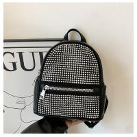 Mochila casual simple, moderna y de gran capacidad, diamantes de imitación de gas extranjero, bolsa de gas extranjero. - details 32