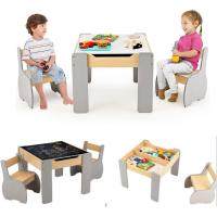 Juego de mesa y silla infantil 4 en 1, mesa infantil de madera con 2 sillas, manualidades, dibujo, lectura, mesa infantil con almacenamiento, pizarra desmontable para guardería (verde) - details 9