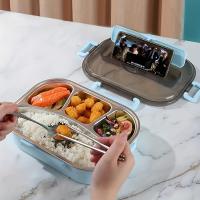 Fiambrera de acero inoxidable, caja Bento, aislamiento grueso, caja de comida rápida para volver a la escuela, 1 ud. - details 1