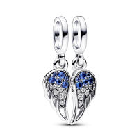 Collar de Doble Pieza de Plata Esterlina 925 Cuentas de Ala Azul para Hacer Joyería - details 0