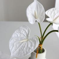 4 Uds. De artesanías de plantas, ramo de anturio de tacto Real, ramo Artificial Flexible hecho a mano para Navidad - details 7
