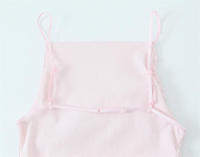 Vestido Plisado de Medio Largo OUWU Moda Rosa para Mujer con Espalda Descubierta y Cordones - details 4