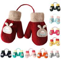 Guantes de punto para niños y niñas, manoplas cálidas, dibujos animados, conejo, lindo - details 2