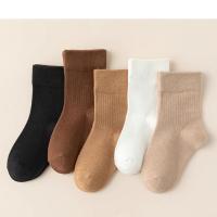 5 pares de calcetines escolares versátiles color café niños y niñas calcetines de algodón de tubo medio - details 5