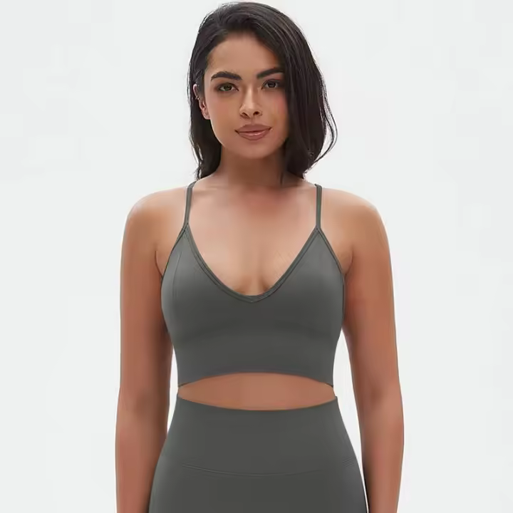 Top sin costuras Nylon de secado rápido Color sólido Adecuado para yoga y estiramientos Deportes profesionales - 1