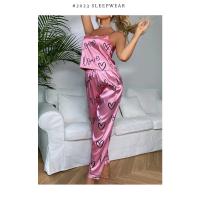 Conjunto De Pijamas De Seda Para Mujer Lencería Dormir Vuelta Sexy Sin Mangas Con Aros Y Pantalones Ropa Interior De Verano - details 4