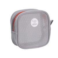 Bolsa con cierre de maquillaje de malla cuadrada bonita, bolsa de aseo transparente, bolsa de cosméticos visible para auriculares, bolsa de almacenamiento de artículos de tocador para niñas - details 3