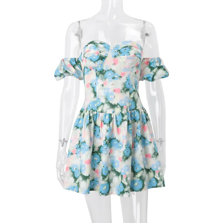 Vestido de princesa con control de cintura y mangas mullidas para adelgazar - 1