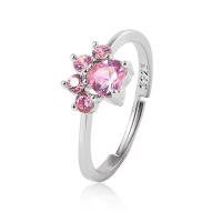 Anillos de Compromiso de Cristal de Gato Dibujos Animados para Mujer Joyería de Boda Elegante de Circonita Cúbica Rosa - details 7