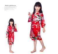 Vestido Camisón largo de peonía de pavo real con estampado de niña, albornoz de verano delgado para niños, pijamas para el hogar, ropa de rebeca - details 6