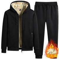 Conjunto de dos piezas de lana de cordero para hombre, sudaderas con capucha y pantalones de cintura elástica, trajes deportivos gruesos y cálidos, Otoño e Invierno - details 1