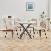 Sillas de Comedor Nórdicas 4 Piezas Tapizadas, Cojines de Tela con Patas de Metal - details 4