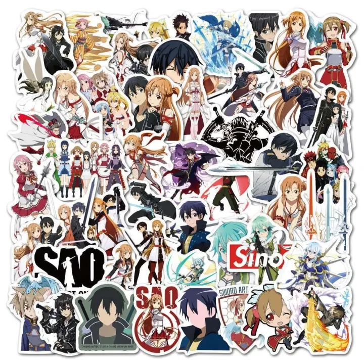 Pegatinas de Anime Sword Art Online 50PCS para Niños Ideal para Diarios Libros Maletas Motocicletas Neveras y Paredes Marca nbyinto - 1