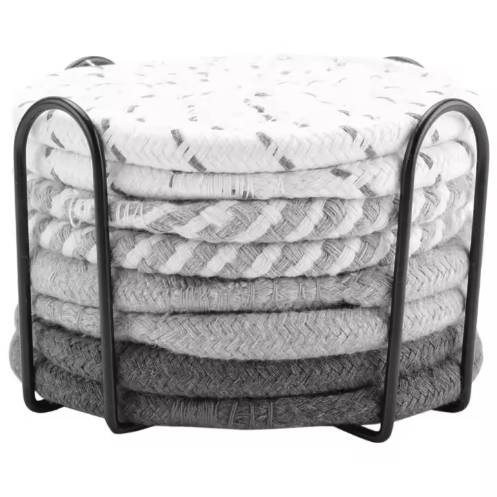 Posavasos absorbentes para bebidas, juego de posavasos tejidos de algodón para decoración del hogar, 8 piezas, 4 colores - 1