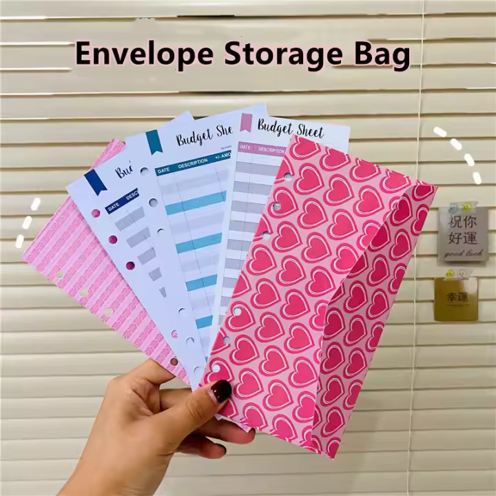 A6 Binder Budget Planner Organizer 6 Ring Binder Envelopes Pockets And 12 Pieces Expense Budget Sheets - 1