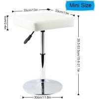 Cuadrado Cuero Silla Ocio Bar Trabajo Giratorio Ajustable en Altura Garaje sin Respaldo barbero Blanco - details 5