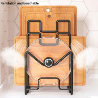 Soporte para tabla de cortar multicapa, soporte de Metal para arte del hierro, estante para tapa de olla, estante Vertical para ahorrar espacio, organizador de tabla de cortar, gabinete - details 6