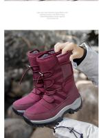 Botas de nieve impermeables para mujer, botines de piel cálida, con plataforma, color negro, a la moda, Invierno - details 21