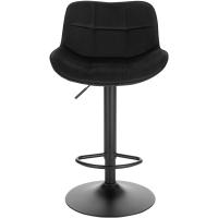 Ajustables en altura 60-81,5 cm, taburetes de bar de terciopelo con respaldo y reposapiés, negro - details 3