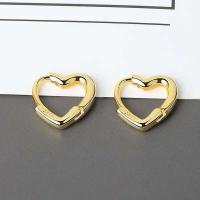 Asistente - Pendientes de plata de ley con forma de corazón, simples pero hermosos, perforaciones redondas, joyas con hebillas para las orejas - details 1
