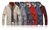 Chaqueta de Punto para Hombres en Invierno Cuello Abierto, Manga Larga, Forro de Lana, Ropa Casual de Color Sólido - details 1