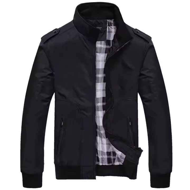 Chaquetas ligeras para hombre, gabardina informal con cuello levantado, ustada, cortavientos para exteriores, Primavera - 1