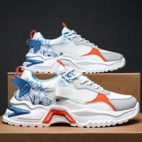 Zapatos masculinos nuevos zapatos deportivos con superficie de malla transpirable zapatos de moda para correr con suela gruesa para hombres blancos - details 3