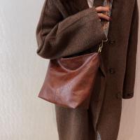 Bolso de hombro Vintage para mujer, bandolera de cuero PU de Color sólido, sencillo, con correa ancha, para ir de compras - details 2