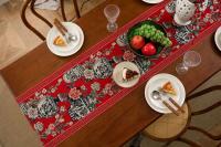 El camino de la mesa de té negra de la sala de estar de comedor vintage de jacquard con borlas azules y blancas chinas, bandera Nal, muebles de TV - details 6
