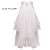 Velo de primera comunión para niñas de flores con lazo blanco santo para encaje con diamantes de imitación, peineta para el pelo para niños, tocado para fiesta de boda - details 9