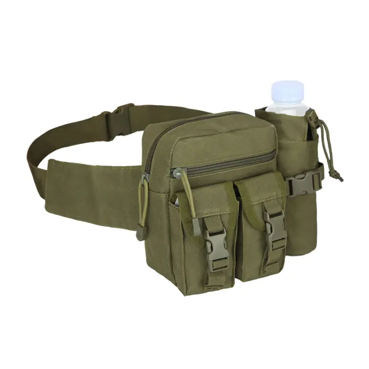 Riñonera para deportes al aire libre, impermeable, táctica, para acampar, color negro, verde, caqui - 1