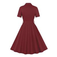 Vestido Corto de Verano Vintage Hepburn Moda Casual para Mujeres Estilo Retro Navy Blue - details 10