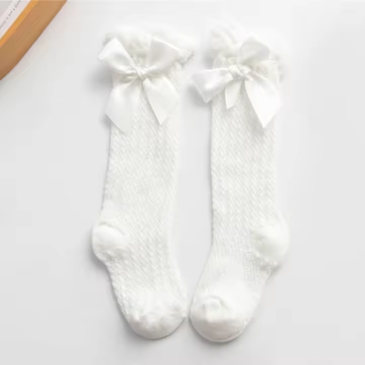 Calcetines transpirables de encaje con lazo de Color sólido, medias de malla de otoño e invierno, accesorios de tela, calcetines de burbujas, medias finas para mujer - 1