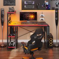 Ordenador con estanterías, pequeño Escritorio esquinero con iluminación LED y enchufes, 113 cm - details 19